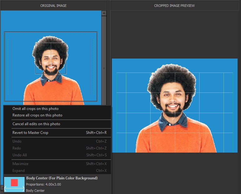 Cropped and body centered