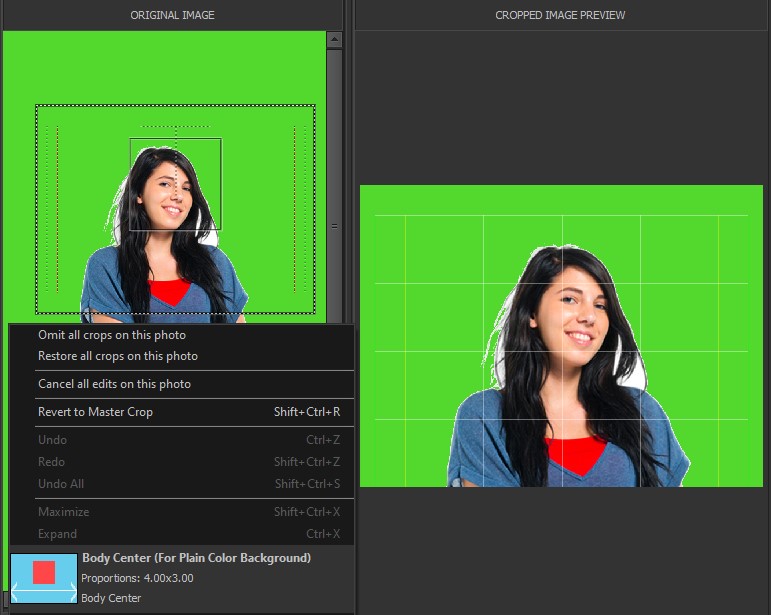 Cropped and body centered