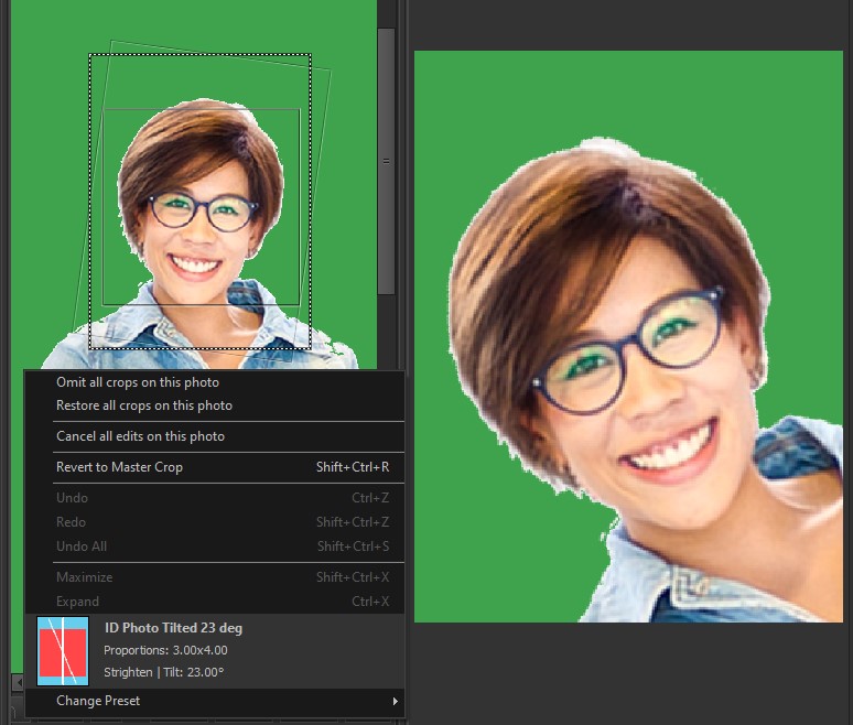 Face crop straighten and tilted