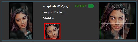Frame-A-Face Interface: File list item with oversized images